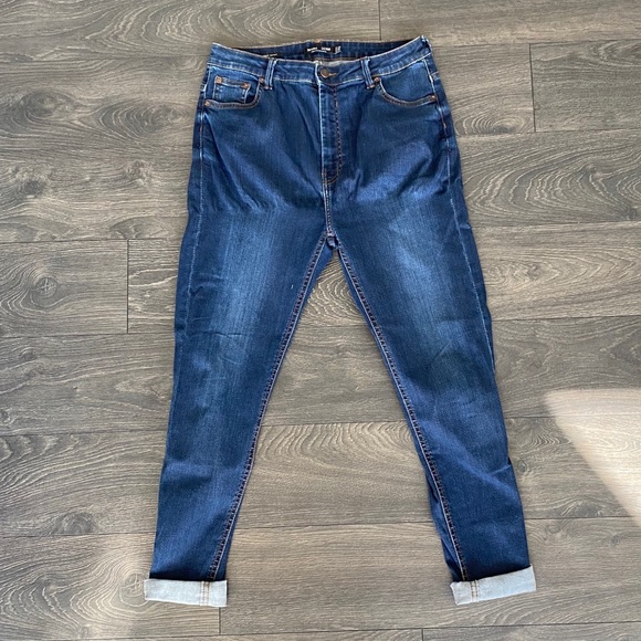 Dark Blue Skinny High Waisted Jeans - Picture 1 of 1